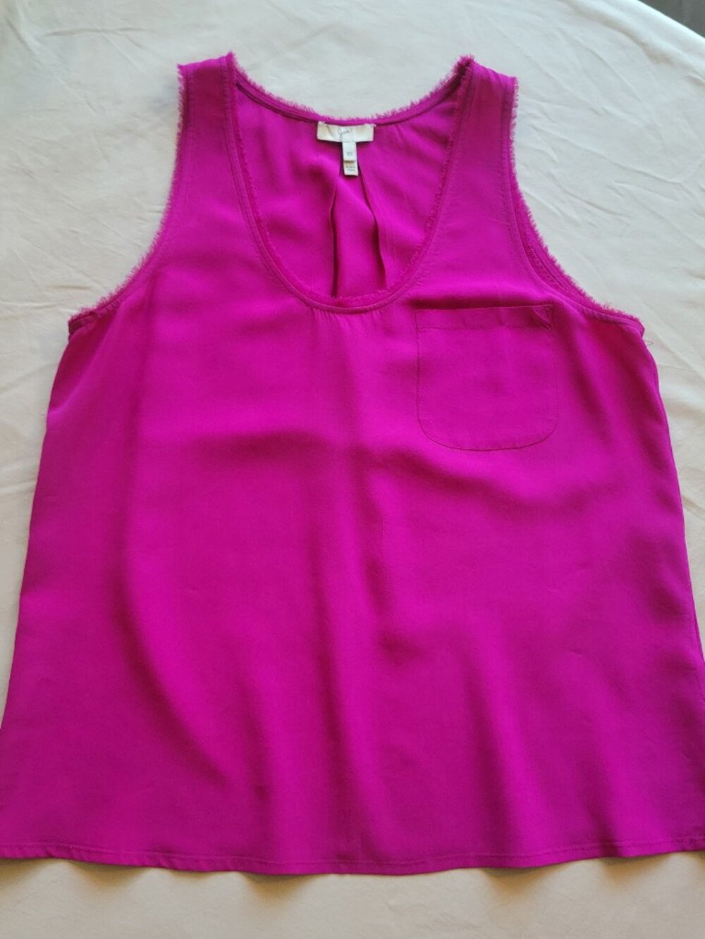 100% Silk Vibrant Pink Sleeveless Tank Top Office Business Party